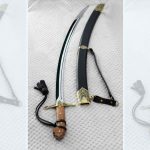 SiCh-KzO saber and black scabbard side by side in a vertical view