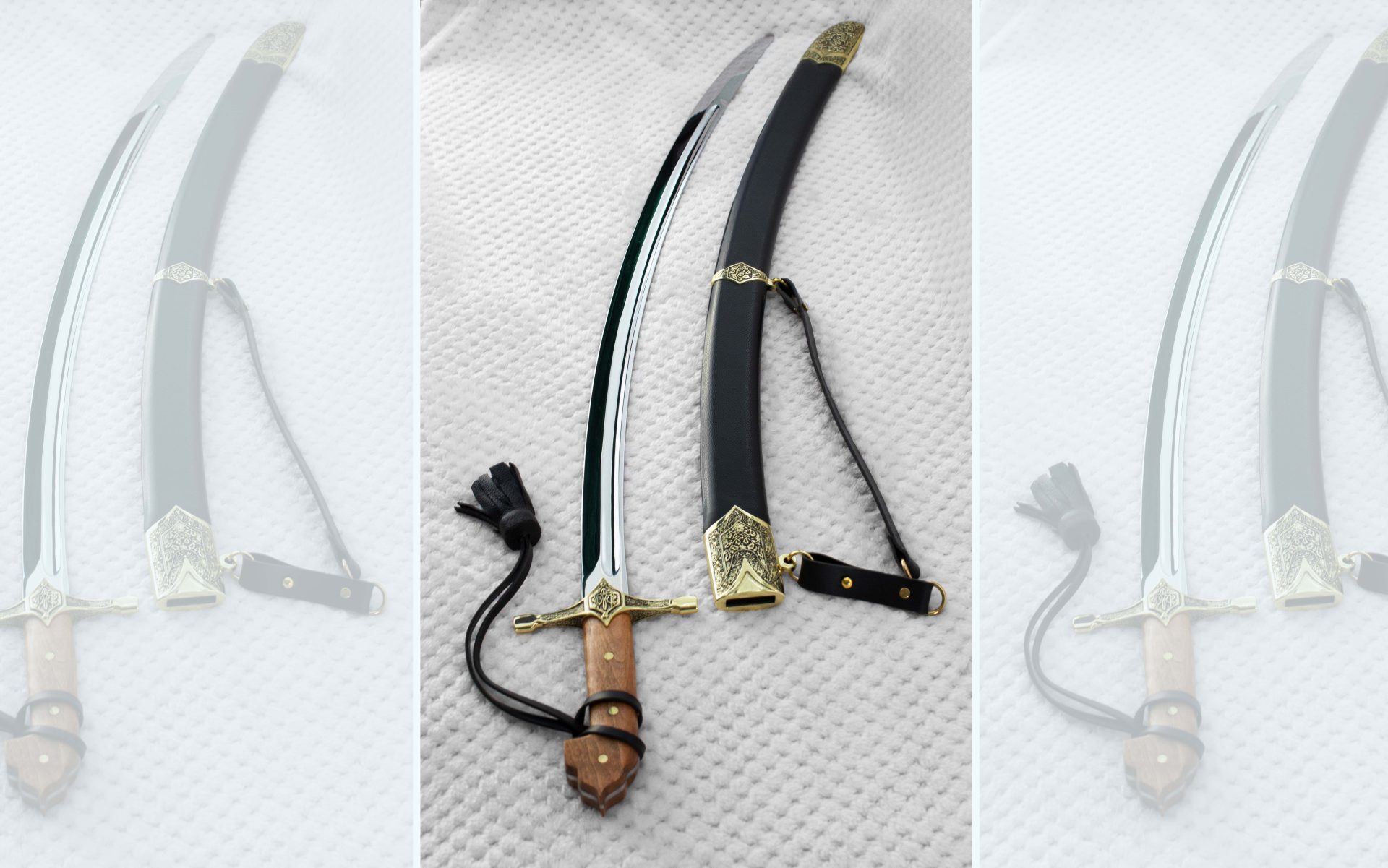 SiCh-KzO saber and black scabbard side by side in a vertical view